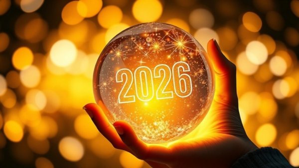 Futuristic crystal ball forecasting 2026, symbolizing future of vehicle maintenance.
