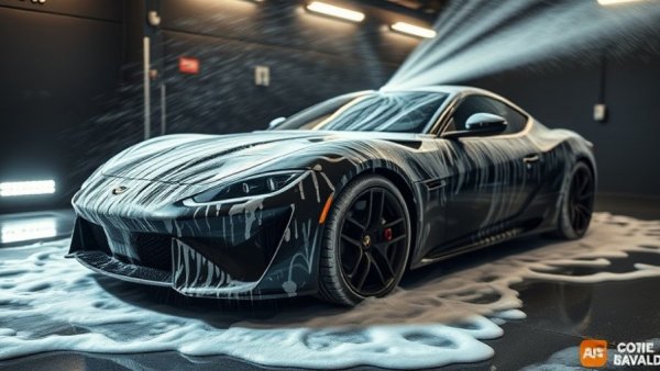 Car detailing tips: Luxury sports car covered in foam.