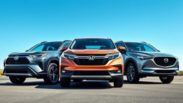 Three modern SUVs in comparison: 2026 Toyota RAV4 vs Honda CR-V vs Mazda CX-5.