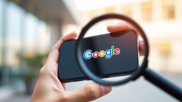 Magnified Google logo on phone, focus on 'How To Delete a Google Account'.