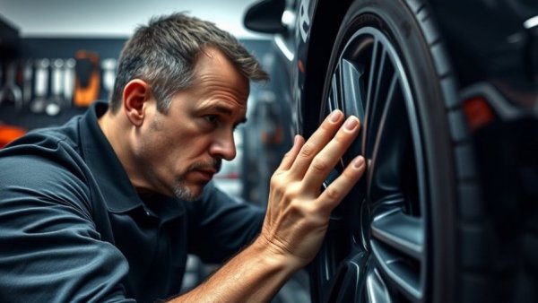 Man applying tire shine in garage, Tire Shine Duration Solutions.