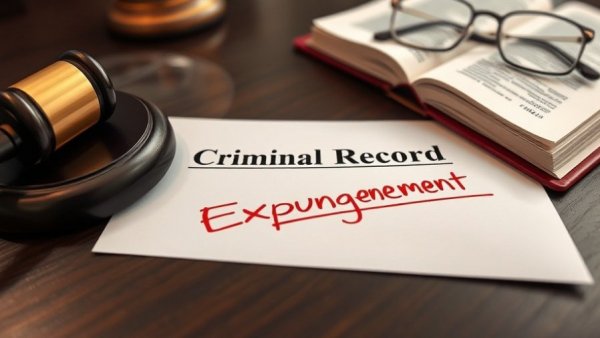 Close-up of a criminal record document with 'Expungement' highlighted.