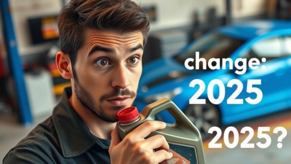 Person pondering over motor oil changes in 2025 in a garage setting.