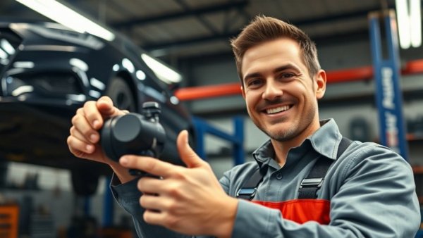 Mechanic demonstrating throttle body issues in a garage.