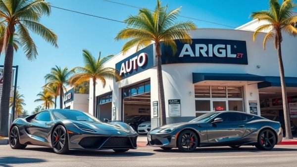 Rebranding Auto Repair Shops: modern exterior and luxury cars