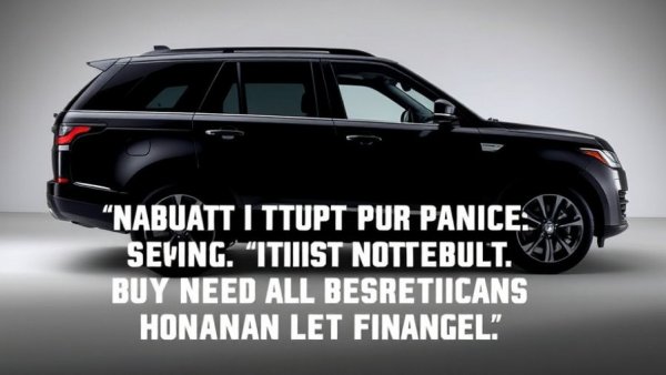 Car brands facing bankruptcy: sleek black SUV with warning text.