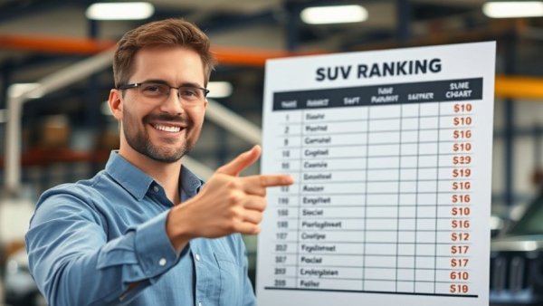 Confident man shows reliable luxury SUVs rankings.