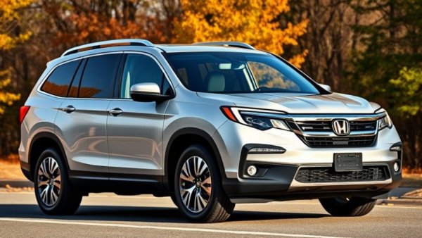 Silver Honda Pilot highlighting design issues on an autumn road