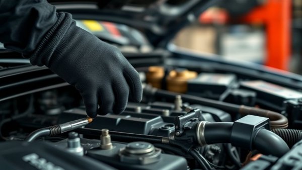 Mechanic working on car engine with 'secret' tag.