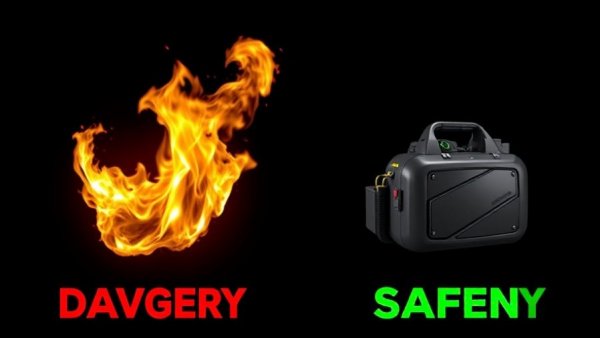 Contrasting jump starter brands; one burning, one safe. Jump Starter Brands to Avoid.