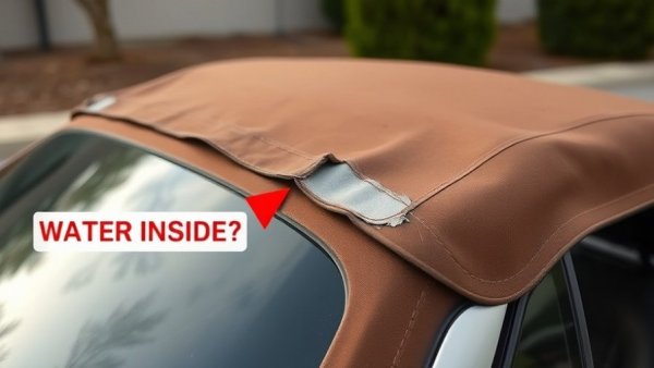 NA Miata soft top restoration showing water damage indication.