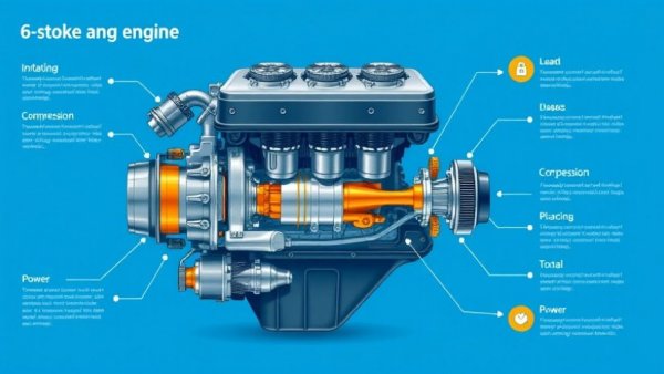 Diagram of Porsche 6-stroke engine process with phases labeled.