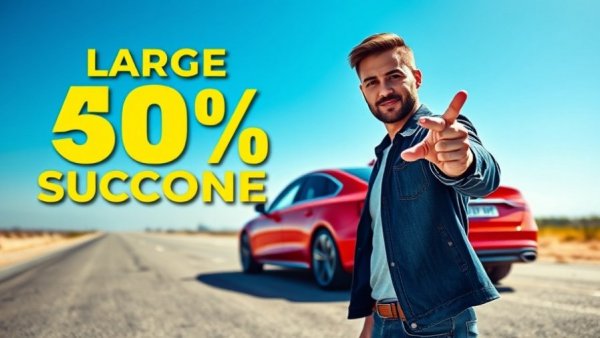 Save 30% on new cars with a sleek red sedan offer.