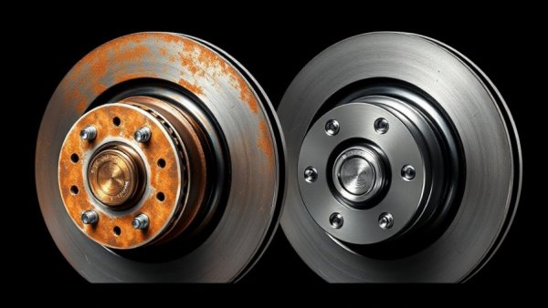 Worn versus new brake pads comparison for safety awareness.