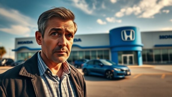 Man pondering Honda head gasket failures at dealership.