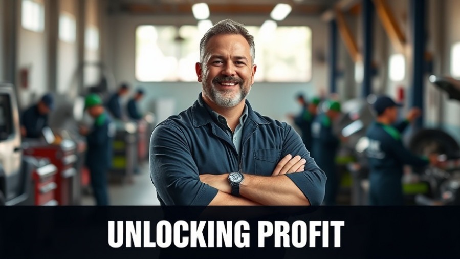 Confident auto repair shop owner showcases sustainable practices for customer loyalty.