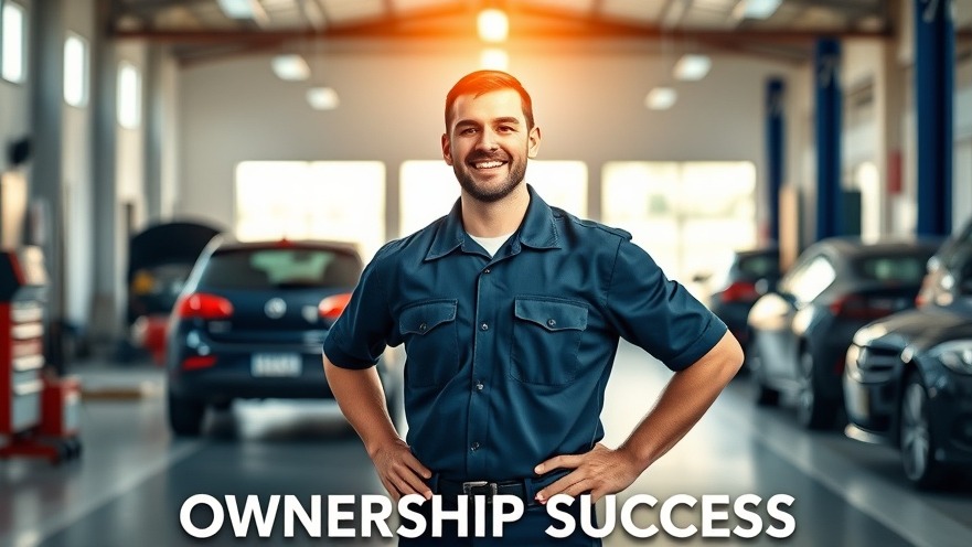 Confident auto repair shop owner smiling in modern garage, showcasing shop culture transformation.