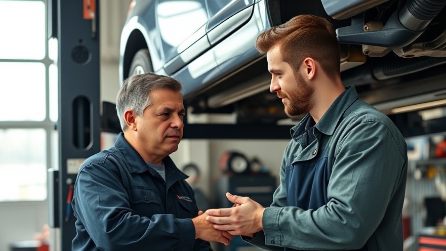 Experienced mechanic mentors apprentice in vibrant auto shop, showcasing recruitment strategies for apprentices.