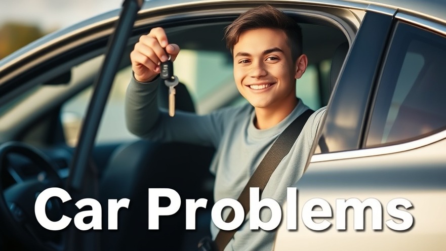 Relieved driver celebrating car repair success, troubleshooting issues.