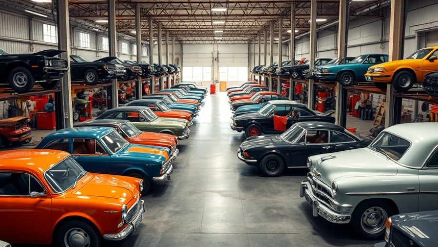 Photorealistic busy auto shop showcasing operational efficiency and business value creation.