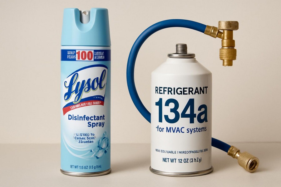 Car AC tips with Lysol spray and 134A refrigerant for summer maintenance.