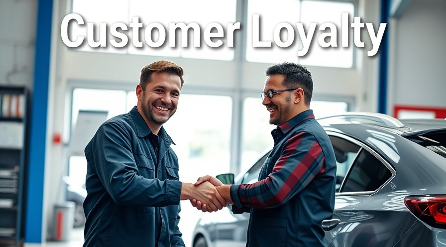 Happy mechanic shaking hands with loyal customer, showcasing strong customer relationships.