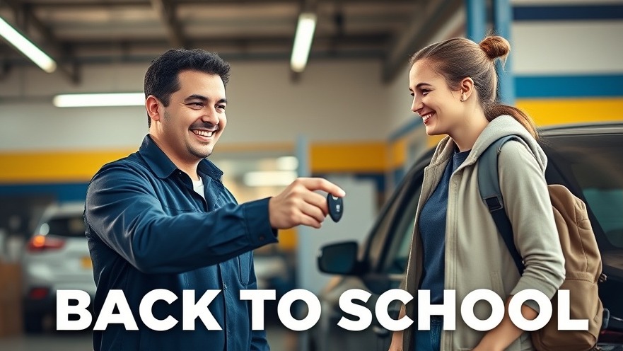 Smiling mechanic hands keys to a family, showcasing customer loyalty in a clean shop.