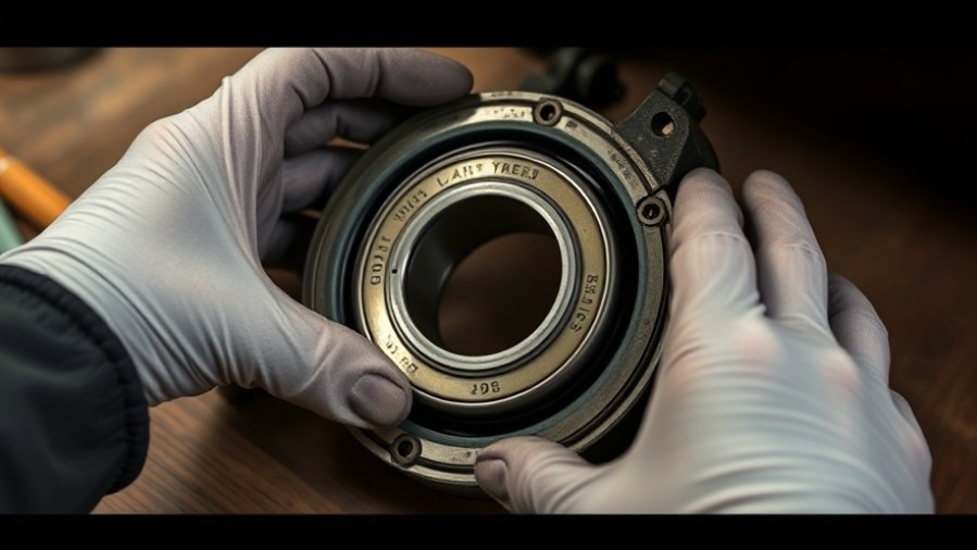 Close-up of wheel bearing noise diagnosis on a wooden workbench.