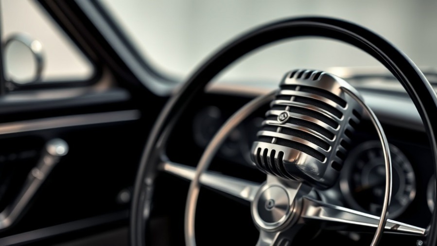 Vintage car dashboard with classic microphone highlighting auto repair technology trends.