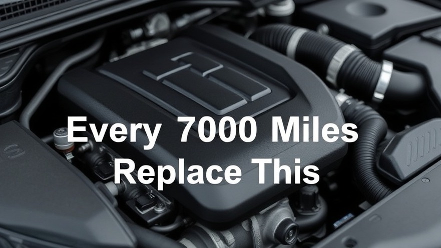 Close-up of a well-maintained car engine with 'Every 7000 Miles Replace This' overlay, highlighting car maintenance tips.