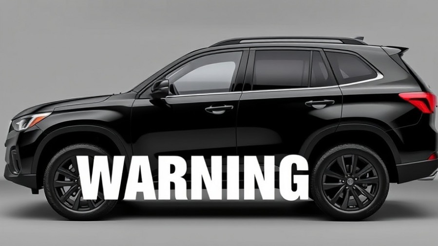 Photorealistic black SUV with bold warnings about unreliable SUVs 2026.