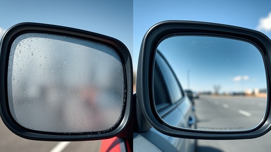 Car maintenance tips: split-screen of foggy and clear side mirrors, highlighting a driving hack.