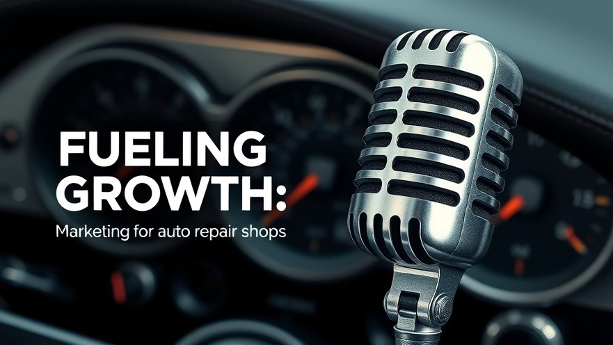 Retro silver microphone on vintage car dashboard, highlighting AI tools for auto repair marketing.