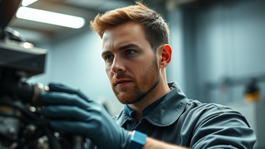 Confident mechanic inspecting a hybrid car engine, highlighting hybrid vehicle lubricants.