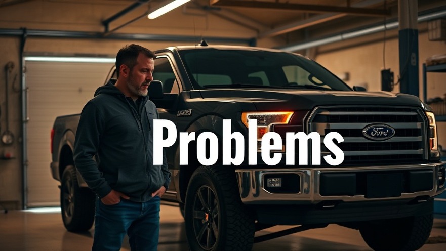 Concerned owner inspects Ford F-150 for common issues in a warm garage.