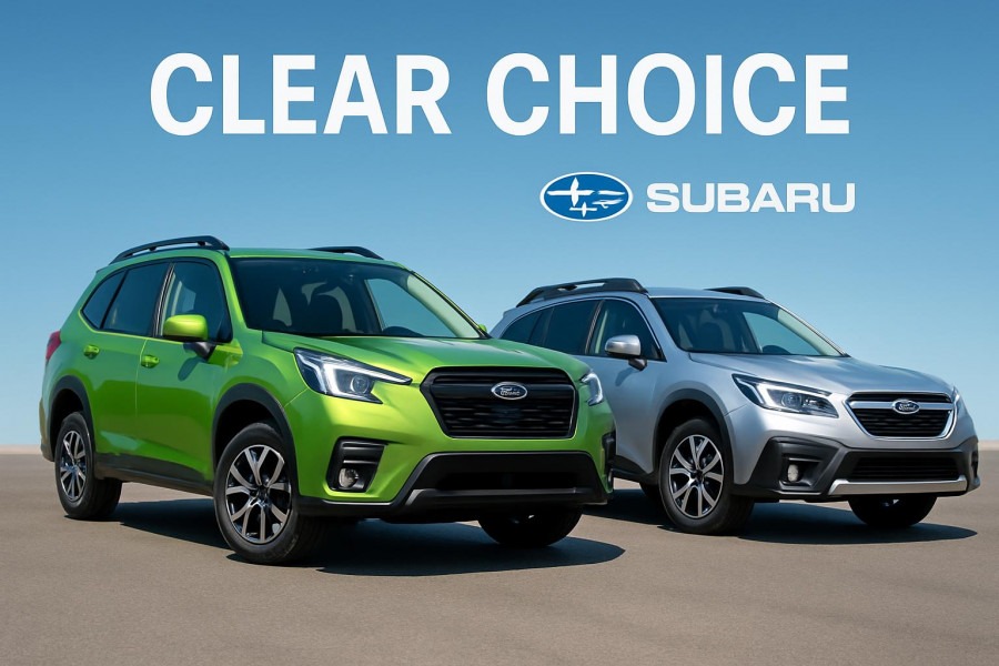Vibrant Subaru Outback comparison with Forester hybrid benefits, clear choice in SUVs.