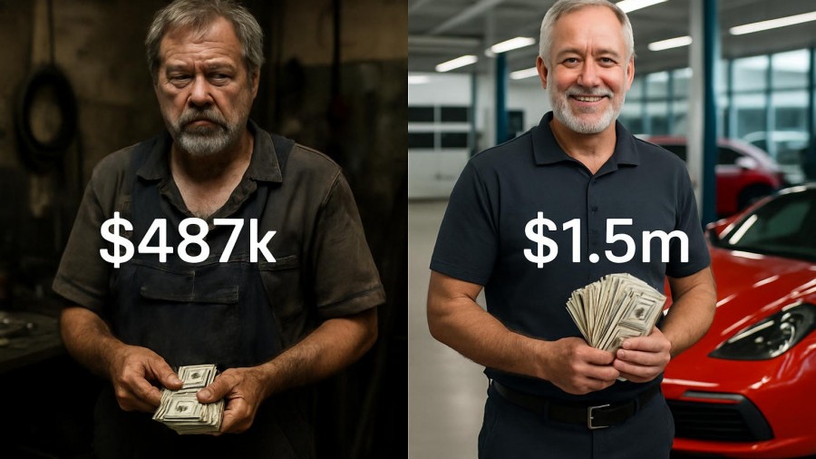 Dynamic comparison of auto shop success highlighting customer retention and loyalty rewards.