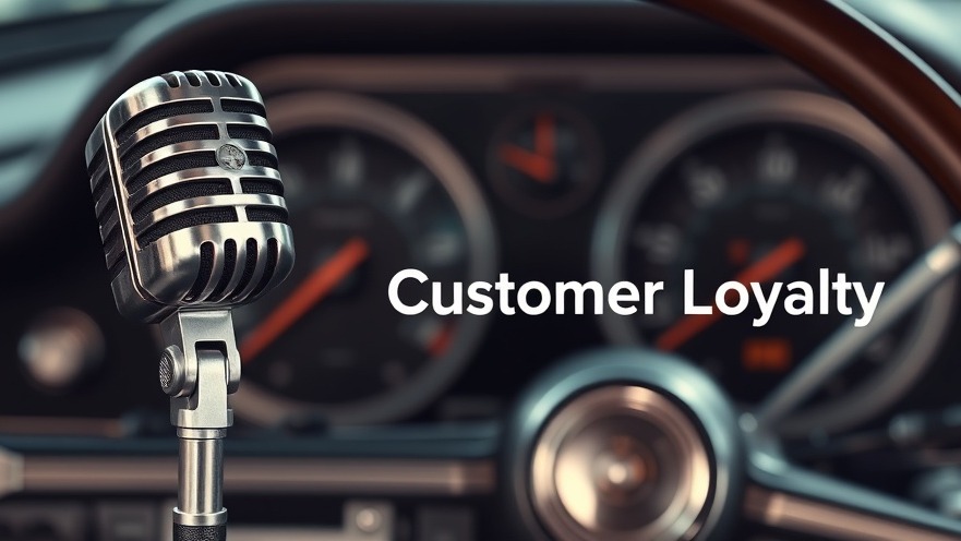 Vintage microphone promoting customer retention for automotive repair loyalty programs.