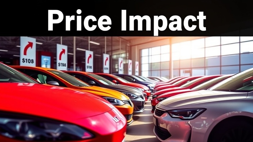 Car dealership under bright sunlight highlighting tariffs on imports and automobile ownership costs.