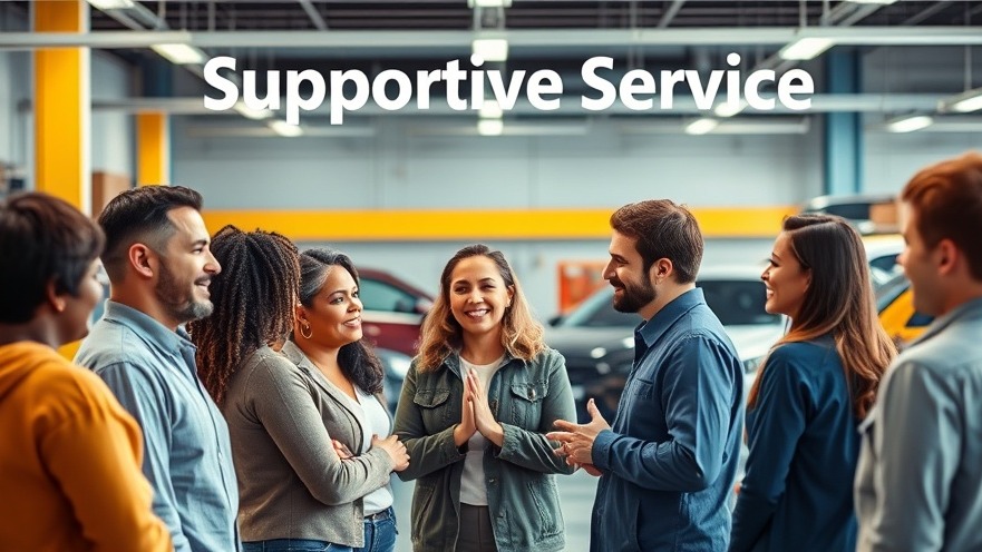 Friendly auto repair shop showcasing customer relationships and service with satisfied clients.