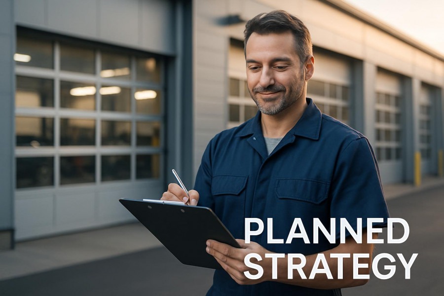 Confident auto shop owner reviewing checklist, embodying effective Auto Repair Marketing.