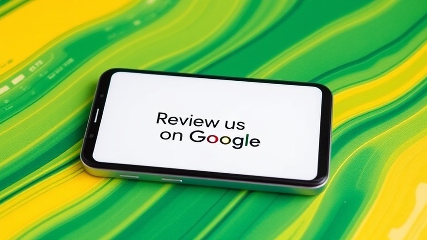 Smartphone showing 'Review us on Google' to enhance Google reviews visibility.