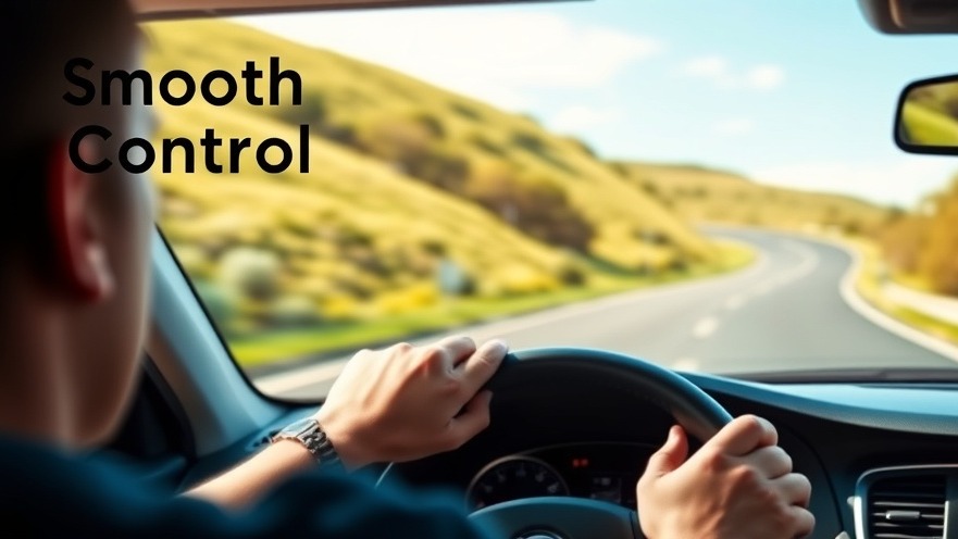 Smooth Control: Driver's focus with a sleek dashboard against a vibrant, winding road.