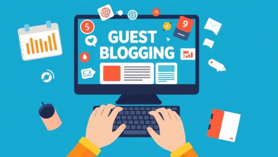 Illustration of guest blogging for Auto Repair Online Marketing on a desktop screen, highlighting online reputation management.