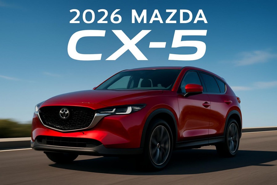 Sleek red 2026 Mazda CX-5 featuring advanced technology and sporty driving experience.