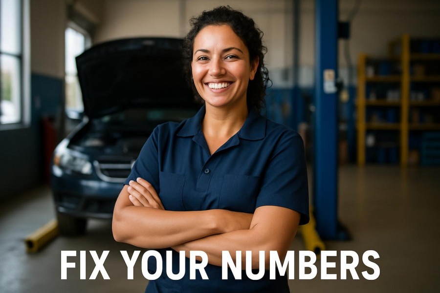 Confident female auto shop owner embodies the shop owner mindset for business success.