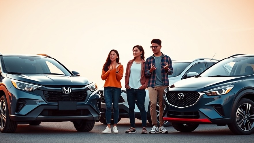 Diverse young adults exploring small SUV reliability of Honda HR-V and more.