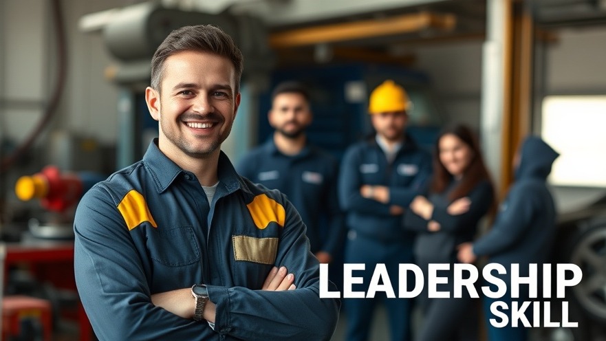 Confident auto shop manager exemplifying effective listening and leadership in auto repair.