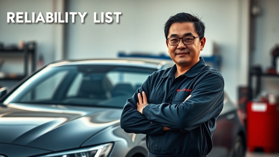 Confident Japanese mechanic with strong emotion beside a clean car, highlighting Toyota reliability.