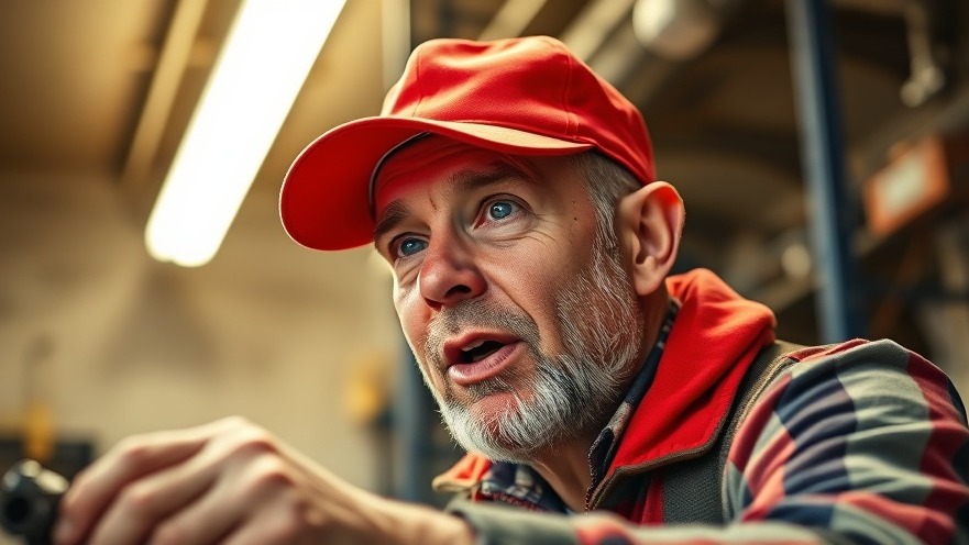 Mature man in red cap performing car troubleshooting with vibrant, lifelike visuals.